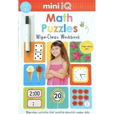 Math Puzzles Wipe Clean Workbook Mini IQ Age 6+
false