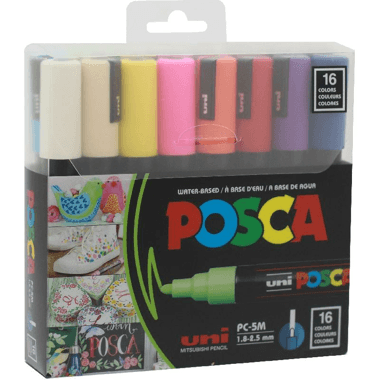 POSCA Bright Color Set - 16 Pieces Graphic Art Marker
Assorted Color, Round Tip