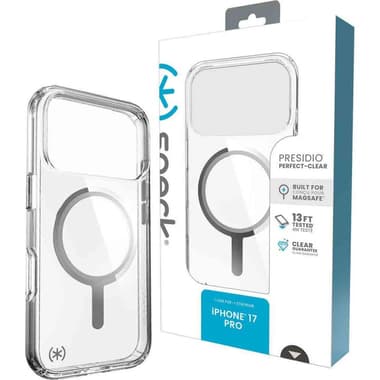 Speck Presidio Perfect Clear Back Cover Mobile Case with MagSafe
for iPhone 17 Pro, Clear