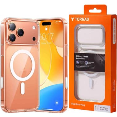 Torras Guardian-Mag Back Cover Mobile Case with MagSafe
for iPhone 17 Pro Max, Clear