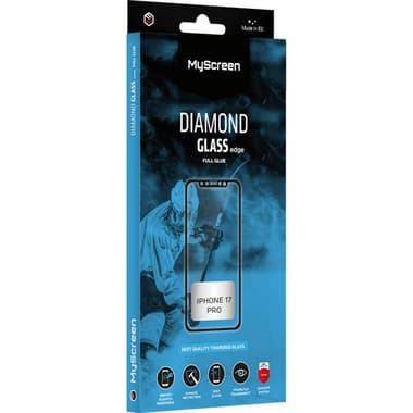 MyScreenPROTECTOR DIAMOND GLASS edge Smartphone Screen Protector
for iPhone 17 Pro, Full Glue, Black
