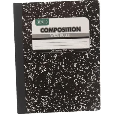 Roco Notebook
7.5 X 9.75 in, 200 Pages (100 Sheets), Wide Ruled, Black Marble