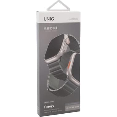 Uniq Revix Premium Edition Wrist Strap
for Watch Ultra 3/Watch Ultra 2/Watch Series 11 46/Watch Series 10 46, Leather/Silicone, Charcoal/Grey