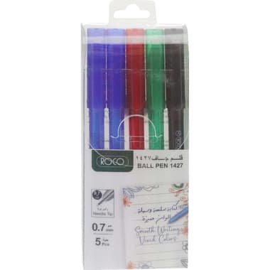 Roco 1427 Dry Ink Pen
Assorted Ink Color, 0.7 mm, Ballpoint, 5 Pens