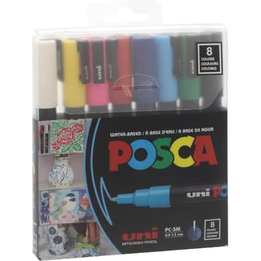 POSCA Bright Color Set - 8 Pieces soft Graphic Art Marker
Assorted Color, Round Tip