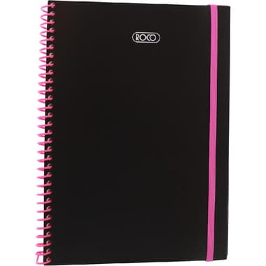Roco Clssic Notebook
Pink Spiral Color and Elastic Band, B5, 80 Sheets, Single Ruled (Arabic), Black/Pink