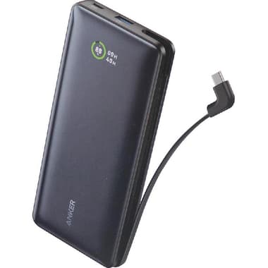 Anker Nano Power Bank with Built-In USB-C Cable
PD Fast Charging, 20000 mAh, Dual USB (USB (QC 3.0)/USB-C PD), Black