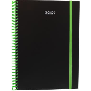 Roco Classic Notebook
Green Spiral Color and Elastic Band, B5, 80 Sheets, Single Ruled (Arabic), Black/Green
