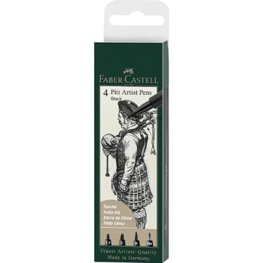 Faber-Castell Drawing Pen
Black Ink Color, B;SB;SC;1.5 mm, Assorted Point Type, 4 Pieces