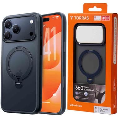 Torras Ostand Spin Back Cover Mobile Case with MagSafe
for iPhone 17 Pro, Midnight Blue