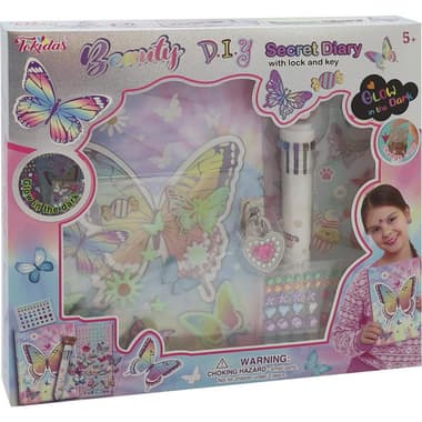 Tokidas Beauty Butterfly Diary with Lock & Key
Sticker, Gems, Ballen with 10 Colors Organizer & Stationary, 5 Items, Pink