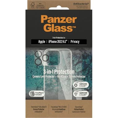 PanzerGlass Privacy 3-in-1 Hard Case + Privacy Tempered Glass + Camera Lens Protector Smartphone Case Bundle
for iPhone 14
