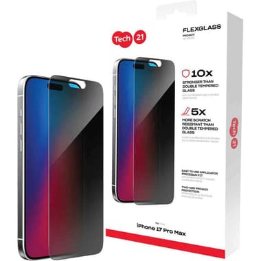 Tech21 FlexGlass Smartphone Screen Protector
for iPhone 17 Pro Max, Tempered Glass, Privacy