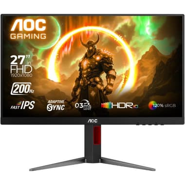 اية او سي 27G4H 27 بوصة
شاشة ألعاب, دقة 1080 بيكسل, 200 هرتز, 1 مللي ثانية (GtG), أحمر/أسود