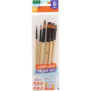 Roco Synthetic Brush Set Brush
Round:#2, #6, #12;Flat:#4, #8, #12, Brown/Black, 6 Pieces