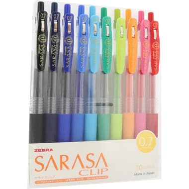 Zebra Gel Ink Pen
Assorted Ink Color, 0.7 mm, Ballpoint, 10 Pieces