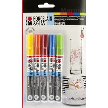 Marabu Porcelain Marker
Summer Colors Set Porcelain/Glass Painting, Assorted Color, 5 Pieces