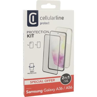 Cellularline Protection Kit Smartphone Case Bundle
for Samsung Galaxy A36 5G/Galaxy A56 5G, Clear