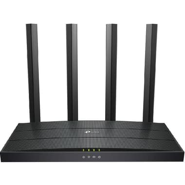 TP-Link Archer AX12 Wireless Router
up to 1500 Mbps, Dual Band (2.4 GHz/5 GHz), Wi-Fi 6 (802.11ax), 3 Port (LAN)/Single Port (WAN), 4 Port (GbE), Black
