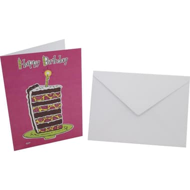 Designer Greetings Card & Envelope
"Happy Birthday Sliced Cake", Assorted Color