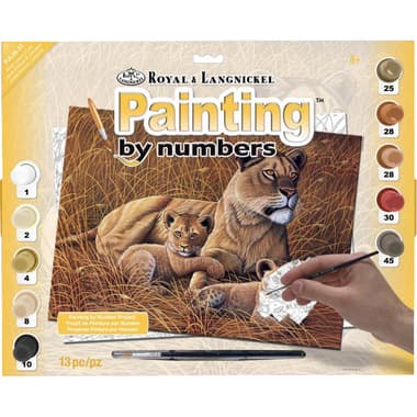 ROYAL & LANGNICKEL African Lioness and Cubs Paint-by-Number
Assorted Color, 10 Paint Pots, Brush, Board, Pattern