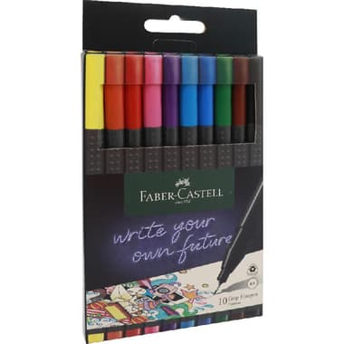 Faber-Castell Grip Finepen Fineliner Pen
Assorted Ink Color, 0.4 mm (Fine), Fine Tip, 10 Pieces