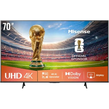 Hisense 70" Smart TV
4K LED, 60 Hz, Black, A6Q
