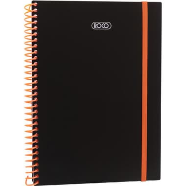 Roco Classic Notebook
Orange Spiral Color and Elastic Band, B5, 80 Sheets, Single Ruled (Arabic), Black/Orange