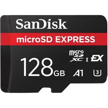 SanDisk Express MicroSDXC
128 GB, Read Speed: up to 880MB/s, Write Speed: up to 480MB/s