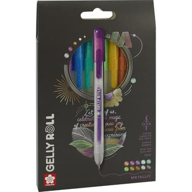 Sakura Gelly Roll Metallic
Set A Gel Ink Pen, Assorted Colors, 0.45 mm, Ballpoint, 10 Pens