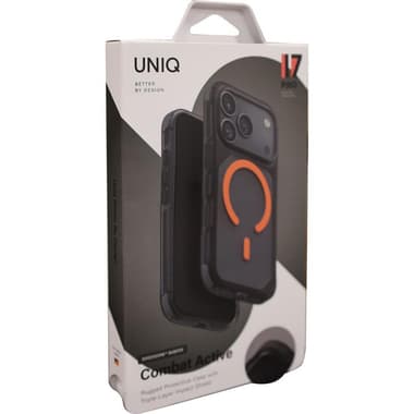 Uniq Combat Active Back Cover Mobile Case with MagSafe
for iPhone 17 Pro, Frost Smoke/Orange