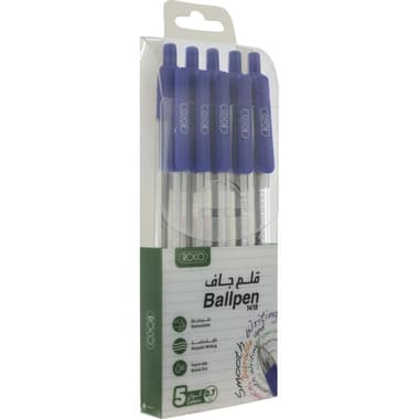 Roco Retractable Dry Ink Pen
Blue Ink Color, 0.7 mm, Ballpoint, 5 Pens