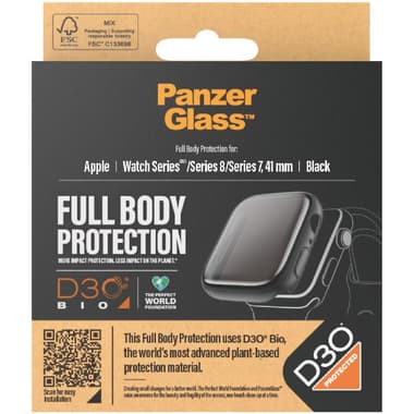 PanzerGlass Full Body Protection Smartwatch Fit Case
for Apple Watch Series 9 41, Black