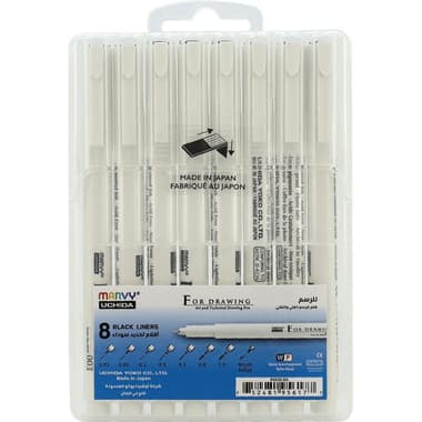 Marvy Uchida For Drawing Fineliner Pen
Black Ink Color, 0.03;0.05;0.1;0.3;0.5;0.8;1.0 mm;BrushPen, Fine Tip, 8 Pieces