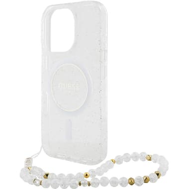 Guess Glitter Edition Back Cover Mobile Case with MagSafe
for iPhone 16 Pro, Clear