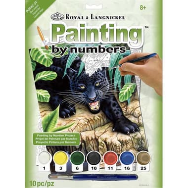 ROYAL & LANGNICKEL Black Leopard Paint-by-Number
Assorted Color, 7 Paint Pots, Brush, Board, Pattern