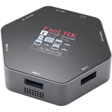 فيل تك محطة متعددة المنافذ
سي-يو اس بي, 8 منافذ 2) منافذ USB-A/ 3 منافذ USB-C/ HDMI/ SD/ Micro SD), اسود