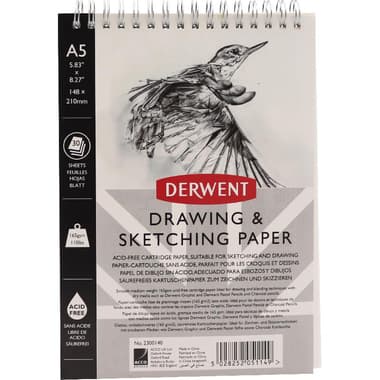 Derwent Sketch Pad
Portrait, 165 gsm, White, A5, 30 Sheets