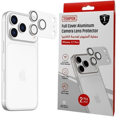Techpick Full Coverage Aluminum Color-Matched Camera Protector (Full Frame) Smartphone Camera Accessory
for iPhone 17 Pro, Silver