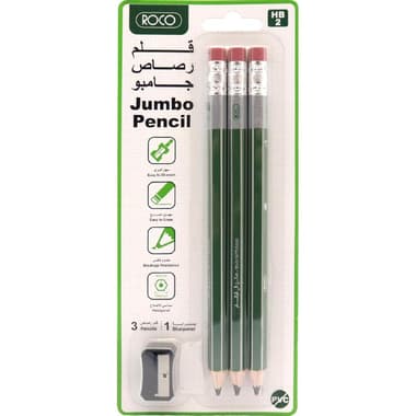 Roco Hexagonal Green Barrel With Eraser Pencil Set
Jumbo, Standard, 4 Pieces