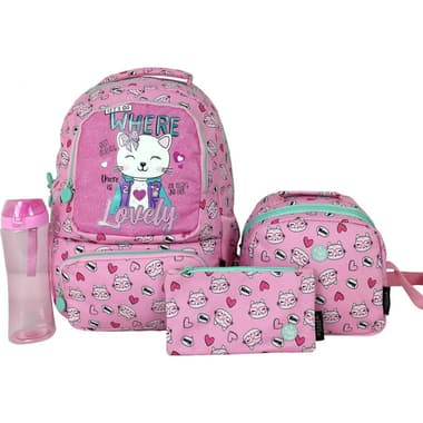 Atrium Classic Lovely Cat
4-in-1 Value Set Backpack with Accessory, Pink