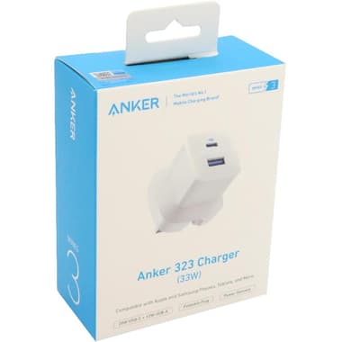 Anker 323 Charger
Fast Battery Charging, 33 Watts, Dual USB (USB-C (PD)/USB-A), White