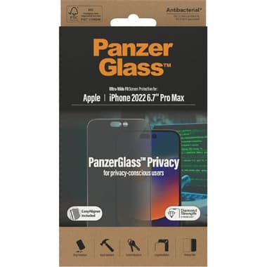 PanzerGlass Ultra-Wide Fit Smartphone Screen Protector
Tempered Glass, Privacy, for iPhone 14 Pro Max