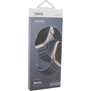 Uniq Revix Premium Edition Wrist Strap
for Watch Ultra 3/Watch Ultra 2/Watch Series 11 46/Watch Series 10 46, Leather/Silicone, Prussian/Mist Blue