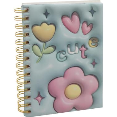 Roco Notebook
Flower with word "Cute", 13 X 18.5 cm, 96 Sheets, Single Ruled (Colored Pages), Light Green