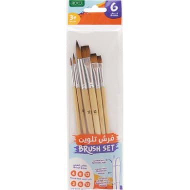 Roco Synthetic Brush Set Brush
Round:#4, #8, #12;Flat:#2, #6, #12, Brown, 6 Pieces