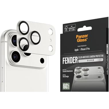 PanzerGlass Fender Color-Matched Camera Protector (Full Frame) Smartphone Camera Accessory
for iPhone 17 Pro, Silver