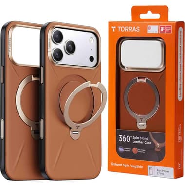 Torras Ostand Spin VegSkin Back Cover Mobile Case with MagSafe
for iPhone 17 Pro, Amber Brown