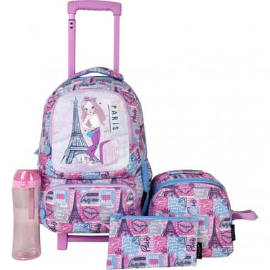 Atrium Classic Paris
4-in-1 Value Set Trolley Bag with Accessory, Pink/Blue