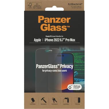 PanzerGlass Classic Fit Smartphone Screen Protector
Tempered Glass, Privacy, for iPhone 14 Pro Max